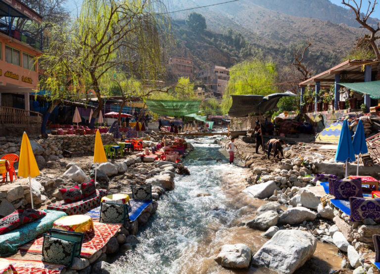 Riverside restaurant in Morocco marrakech to Ourika valley