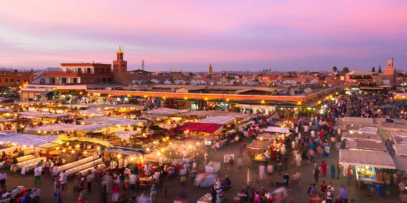 Private tours Marrakech with expert local guide at Jemaa el-Fnaa square