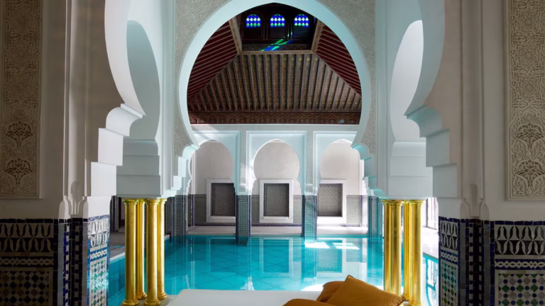 Woman enjoying traditional Moroccan hammam in a luxury Marrakech spa during a private tour