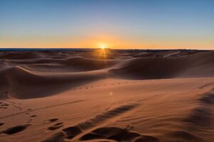 Moroccan desert landscape with golden sand dunes