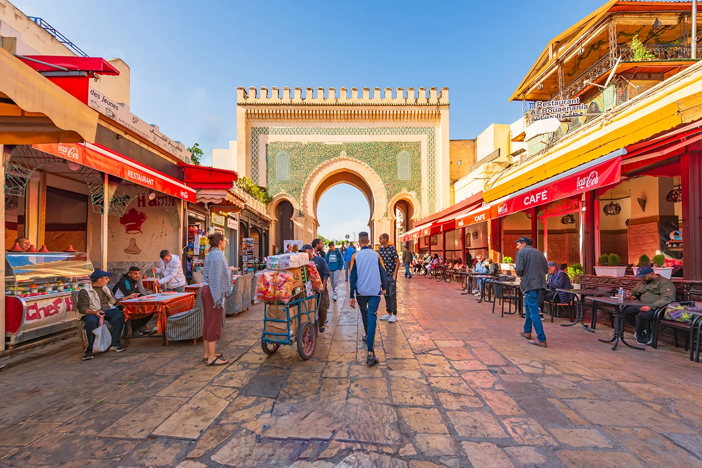 Traveler exploring the medina in Fez with a local guide